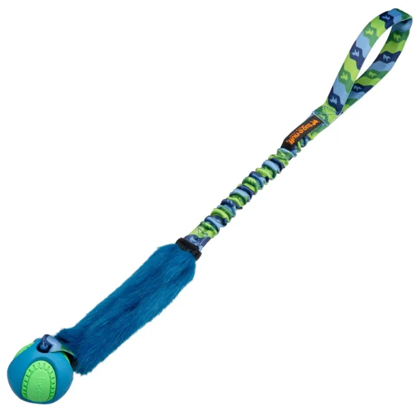 Tug-E-Nuff Pocket PowerBall Fauxtastic Bel�nningsleget�j med kunstpels, bold og elastiksnor